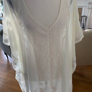 Merona White Lace V-Neck Swimsuit Coverup | Size L